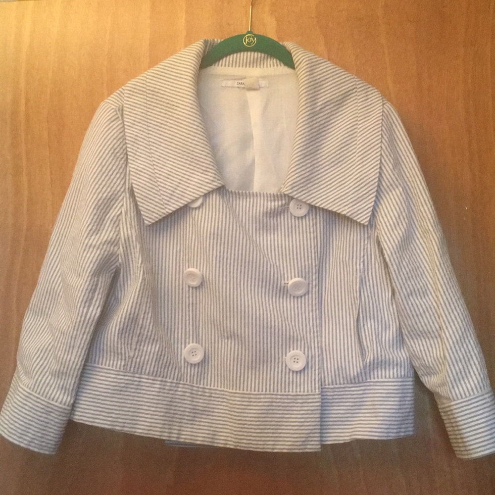 Zara Seersucker Cropped Jacket